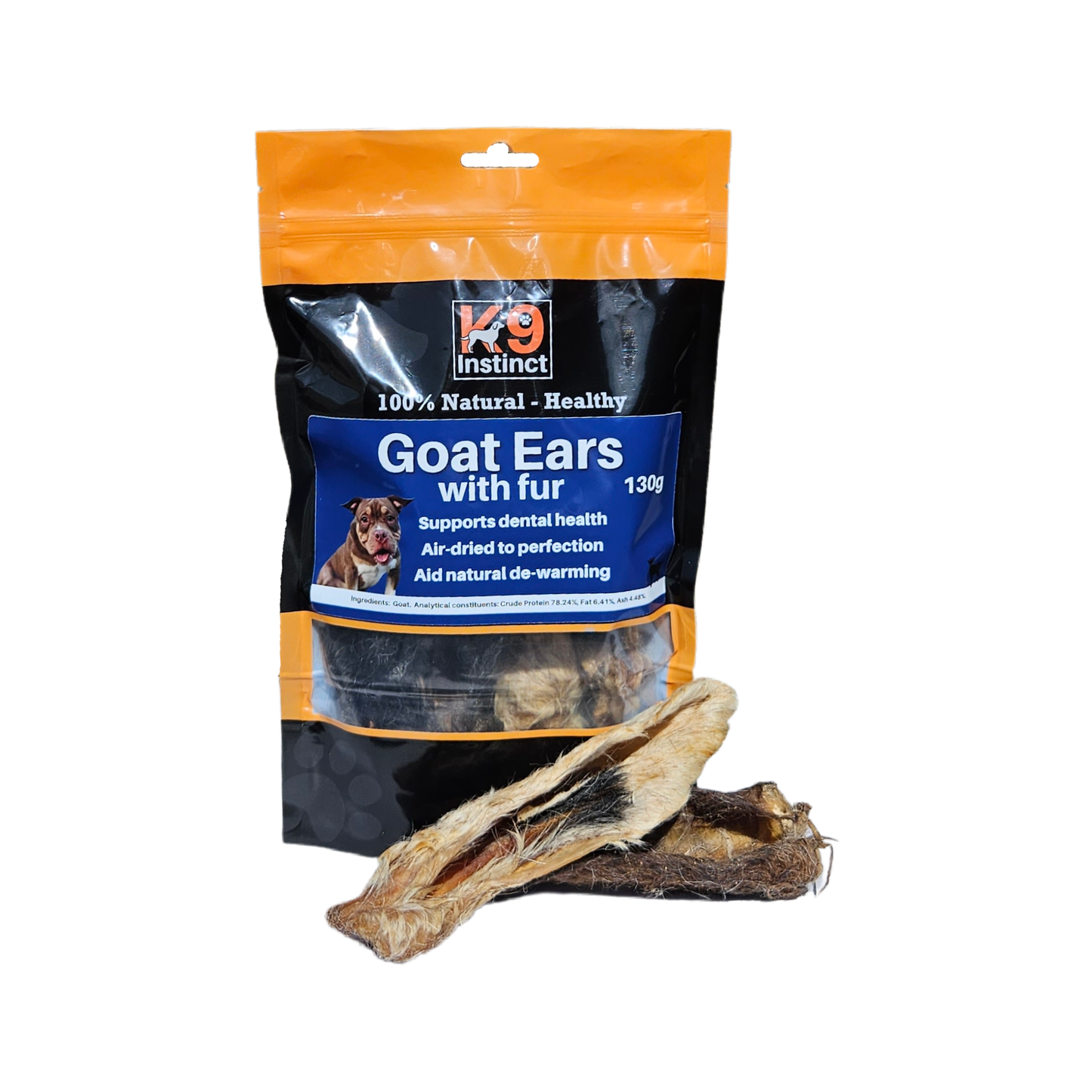 K9 Instinct UK Goat Ears with fur - natural dog chews